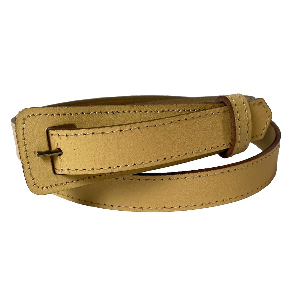 Y2K Women's Skinny Dress Belt Sz S Yellow Genuine Leather Including Buckle